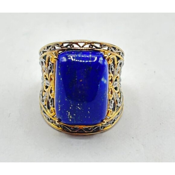 NH 925 Sterling Silver & Lapis Lazuli Filigree Ring Size 7 - Picture 1 of 5